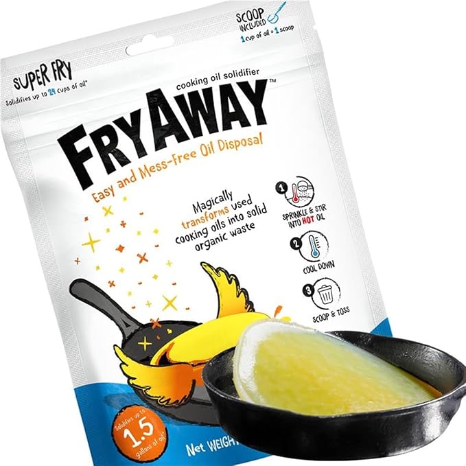 FryAway Cooking Oil Solidifier, Vegetable/Canola Oil Hardener for Easy Disposal, Natural Oils