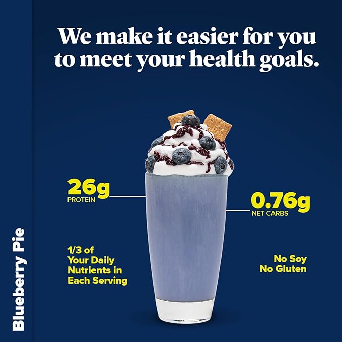 Keto Chow Blueberry Pie - Keto Meal Replacement Shake Powder - Nutritionally Complete - Low Carb