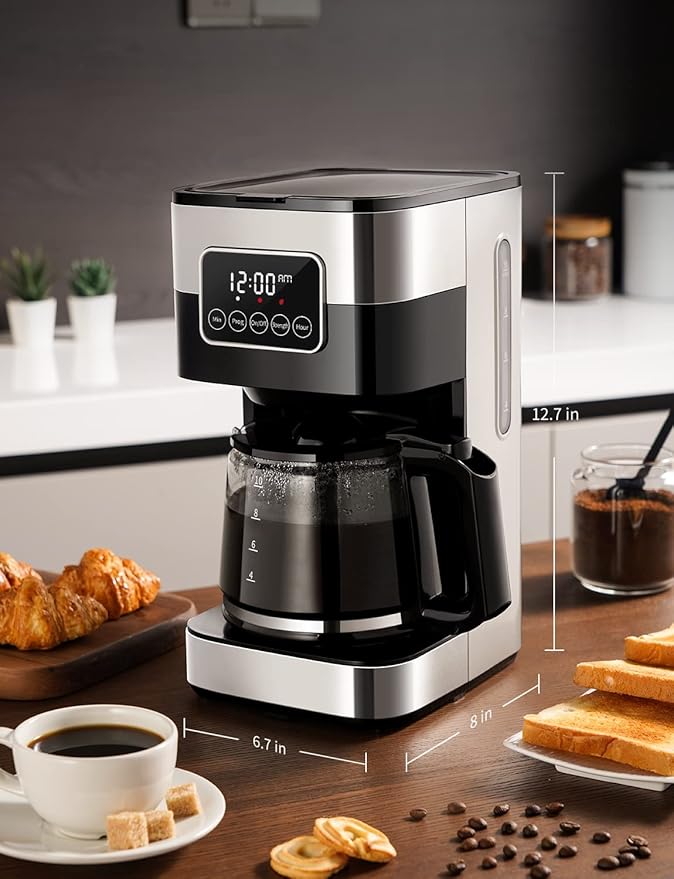SHARDOR 10-Cup Programmable Coffee Maker, Regular & Strong Brew Drip Coffee Machine for Home and