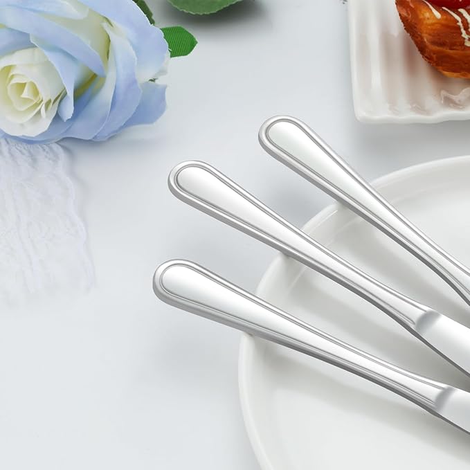 Dinner Knives Set of 24, 9??Knives Set, Butter Knives with Pretty Line Handle, Sharp Knives Set