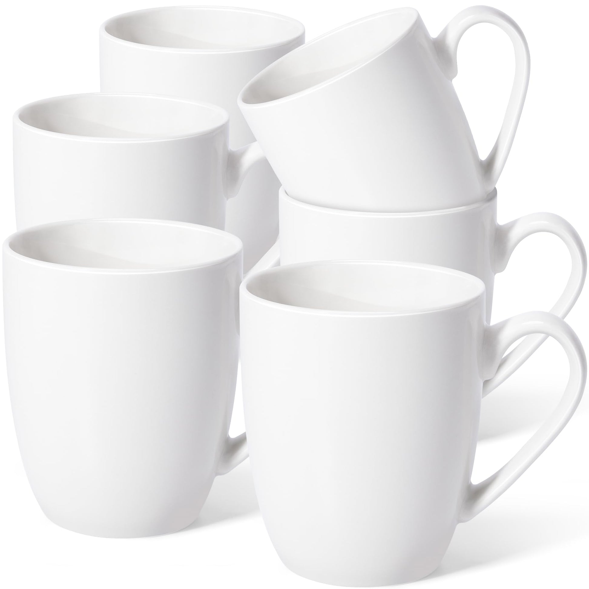 Urbanstrive 16 oz Large Coffee Mugs Set of 6 Ceramic Coffee Mug White Coffee Cups Tea Cups Idea