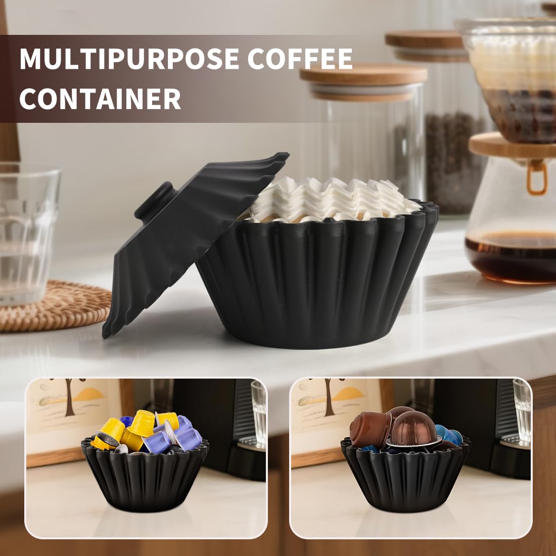 Basket Coffee Filter Holder Storage-Container - Coffee Bar Counter Accessories Decor Pour Over