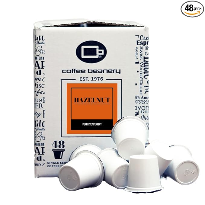 Hazelnut Coffee Pods by Coffee Beanery | 48ct Bulk Medium Roast Arbica Coffee