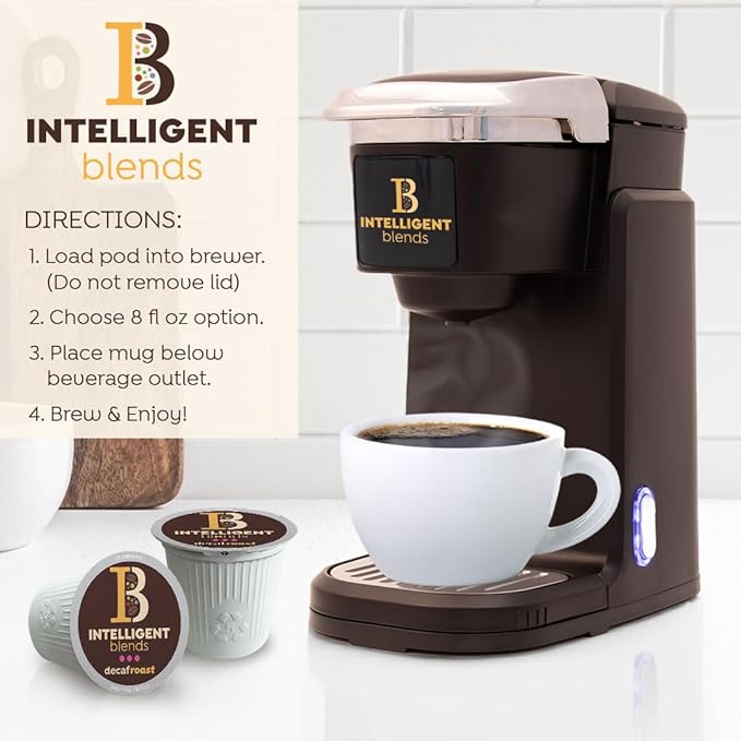 Intelligent Blends Decaf Dark Roast Coffee Pods, 100 ct, Recyclable Single Serve Pods – 100%