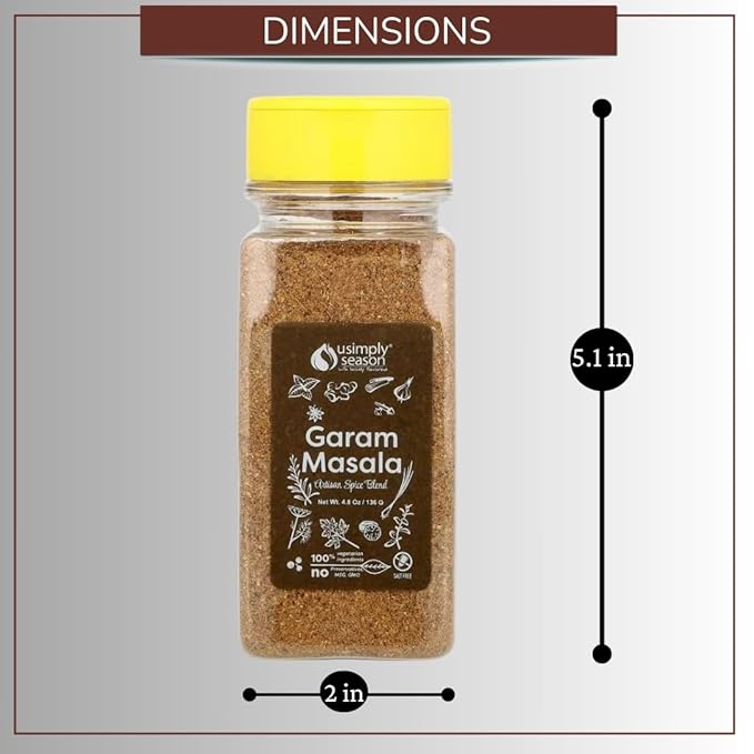 USimplySeason Garam Masala Spice Blend (4.8oz) - Warm & Aromatic Spice for Indian-Inspired Dishes &