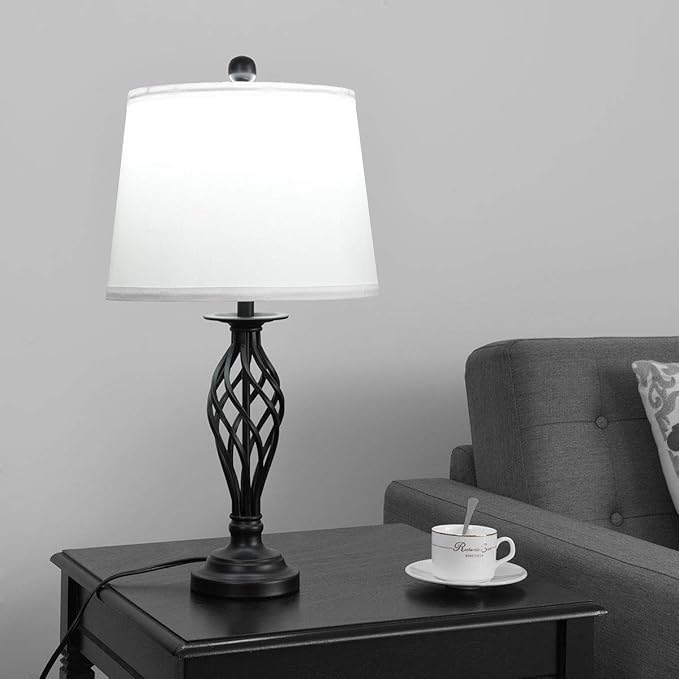 Tangkula Lamp Set 3-Piece Modern Home Living Room Bedroom Antique Bronze Finish Lamps, Floor Lamp