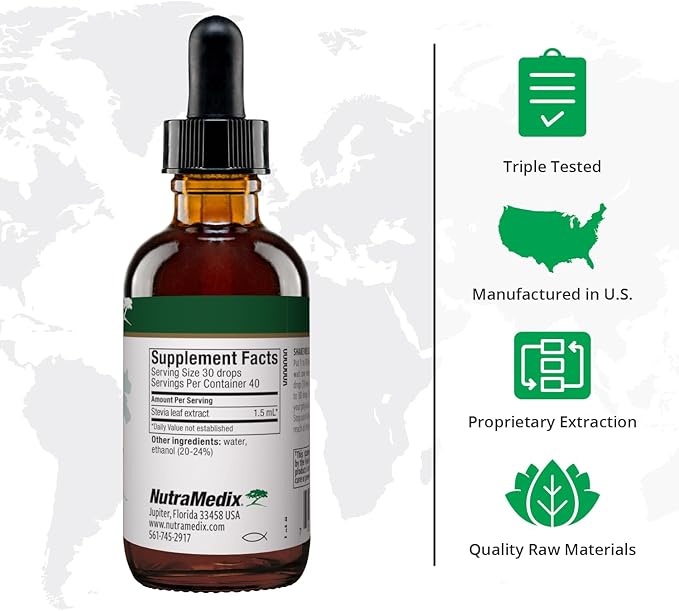 NutraMedix Sweet Leaf Stevia Liquid Drops - Sugar Free Sweetener from Pure Stevia Leaf Extract for