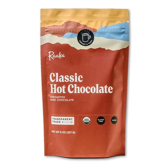 Raaka Premium Hot Chocolate Mix - Vegan, Organic, Gluten and Dairy Free - Lightly Sweetened Gourmet