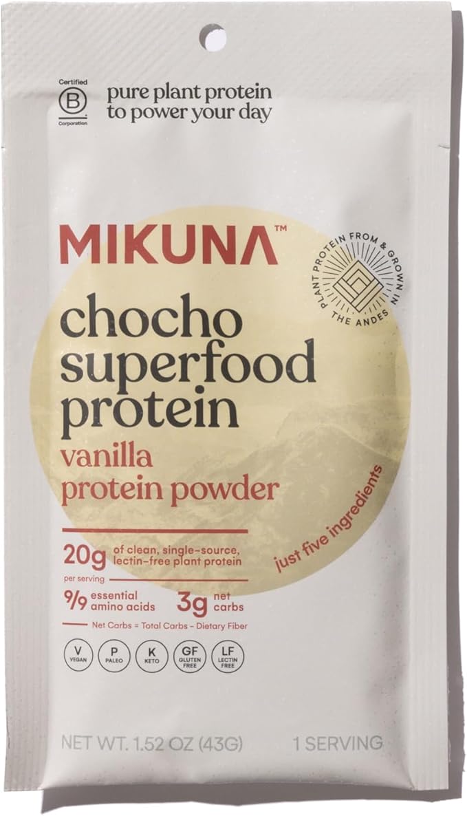 Mikuna Chocho Superfood Protein, Plant-Based Protein Powder, Travel Packs - Vegan, Gluten Free, 3g