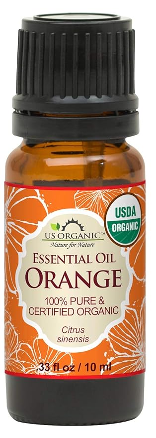 US Organic 100% Pure Sweet Orange Essential Oil - USDA Certified Organic - 10 ml - w/Improved caps