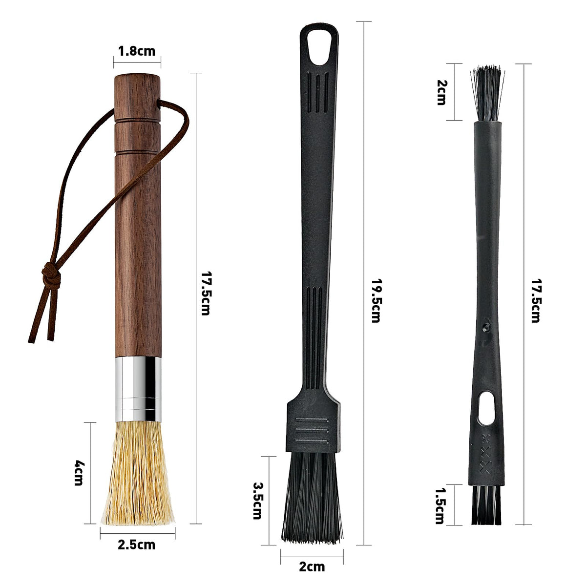 Coffee Grinder Cleaning Brush Set, Espresso Machine Brush Cleaner Tool with Walnut Wood Handle and