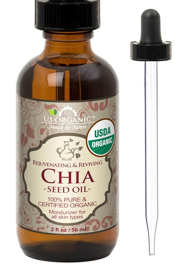 US Organic Chia Seed Oil, Certified Organic, Pure & Natural, Cold Pressed Virgin, Unrefined