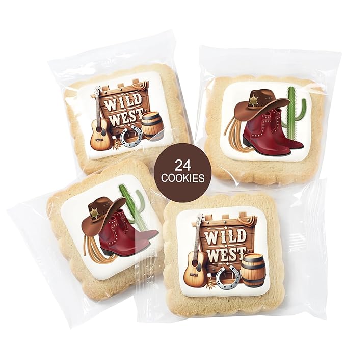 Cowboy Themes Cookies 24 Pack Individually Wrapped | Wild West | Cowboy Hat Western Theme | Cowboy