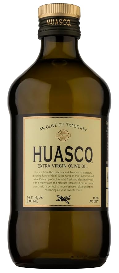 Extra Virgin Olive Oil by HUASCO |First Cold Press - From Chile, 16.9 Fl Oz (500 Ml)