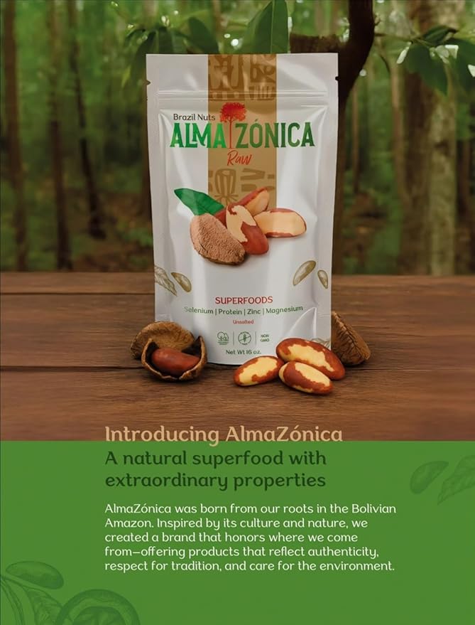 ALMA ZÓNICA – Raw unsalted premium Brazil Nuts, 1 pound (16oz) | Unsalted, Gluten-Free, Kosher |