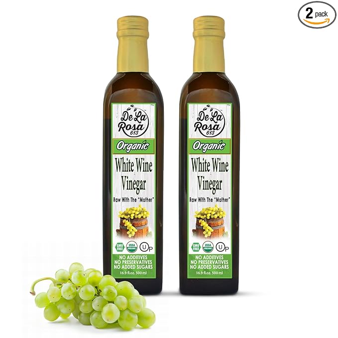 De La Rosa White Wine Vinegar, Raw with the “Mother”, Kosher for Passover, Vegan, Non-GMO & Gluten