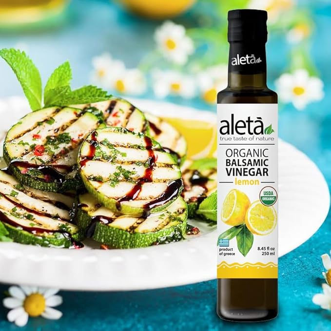 Aleta Farms Balsamic Vinegar, Premium Quality Lemon Infused Balsamic Glaze, USDA Organic, Perfect