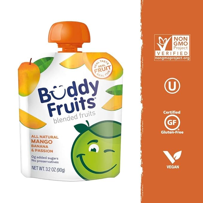 Buddy Fruits Snacks To Go Mango Unsweetened Applesauce 3.2oz Pouch (18pk)