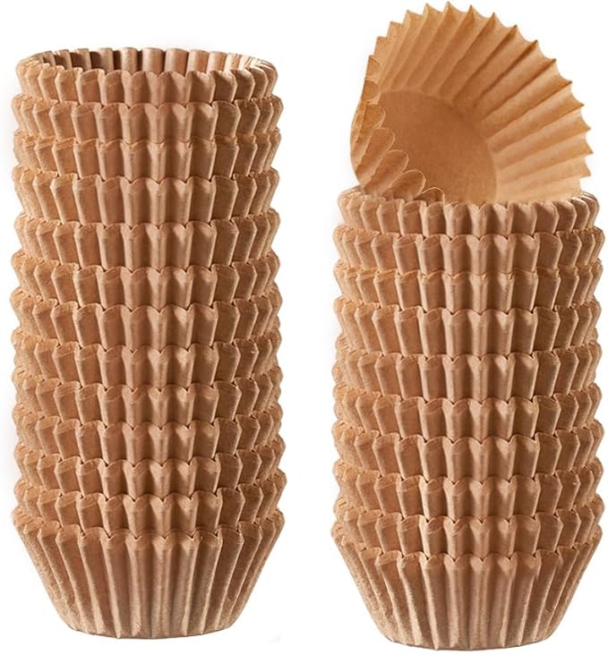GUSTO [500 Pcs] Kraft Mini Cupcake Liners for Baking - Food Grade & Grease-Proof, Durable Baking