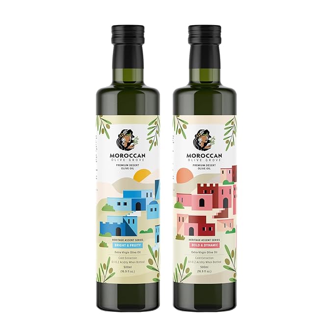 MOROCCAN OLIVE GROVE - Bold & Dynamic - Premium Desert Extra Virgin Cold Extracted Olive Oil, 100%