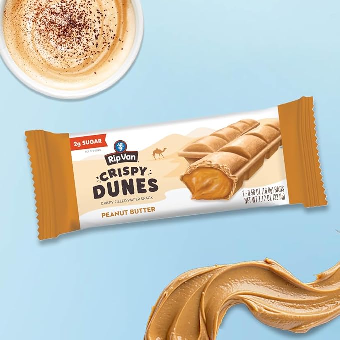 Crispy Dunes Peanut Butter Wafer Sticks ??Low-Calorie Snack with Peanut Butter Cream Filling, 90
