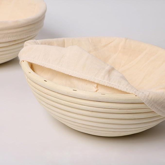 KONGDY Banneton Bread Proofing Basket, 10 Inch Round Sourdough Proofing Basket with Linen Liner