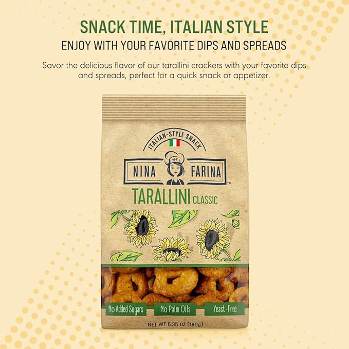 NINA FARINA Tarallini Classic -Fresh Baked Italian Crackers Free from Added Sugars, Palm Oils and