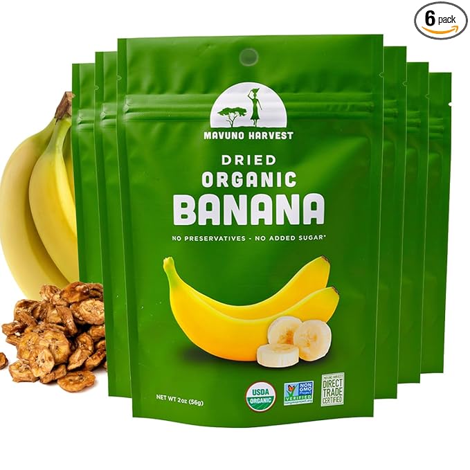 Mavuno Harvest Dried Banana Chips Fruit Snacks | Organic Dried Banana | Healthy Snacks for Kids &