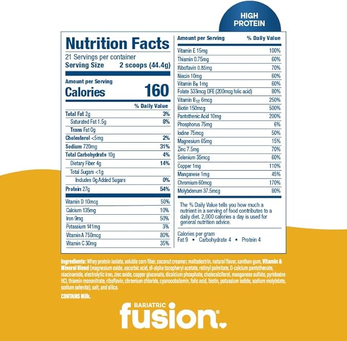 Bariatric Fusion Chicken Soup Meal Replacement 27g Protein Powder, 21 Serving Tub for Bariatric