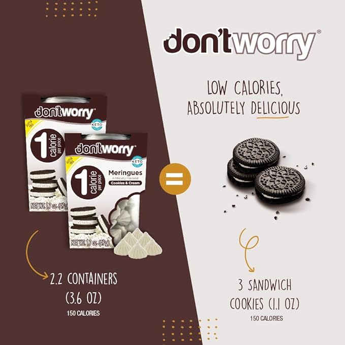 Don't Worry Meringue Cookies Keto Friendly - Low Calories per piece!, Healthy Candy, Gluten Free