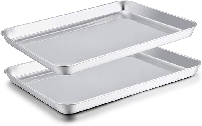 TeamFar Baking Sheet Set of 2, Baking Pans Tray Cookie Sheet Stainless Steel, Non Toxic & Healthy