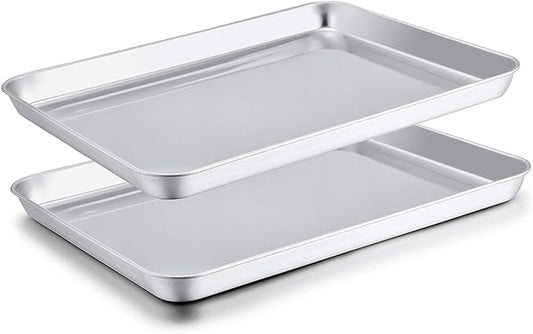 TeamFar Baking Sheet Set of 2, Baking Pans Tray Cookie Sheet Stainless Steel, Non Toxic & Healthy
