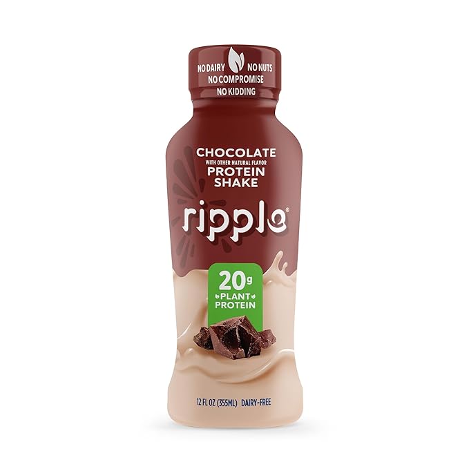 Ripple Vegan Protein Shake | Chocolate | 20g Nutritious Plant Based Pea Protein | Shelf Stable | No