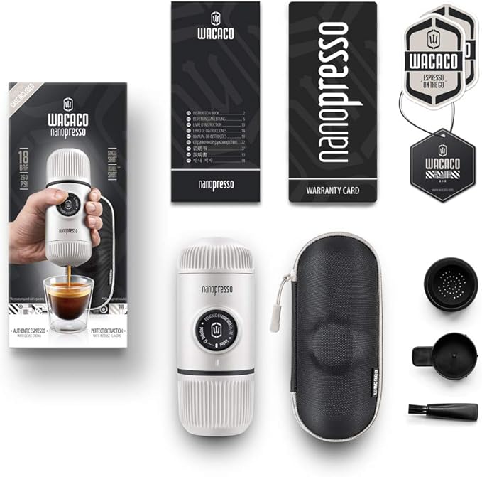 WACACO Nanopresso Portable Espresso Maker Bundled with Protective Case, Upgrade Version, Mini