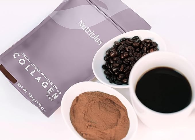 FARMASi Nutriplus Instant Coffee & Collagen Blend with Chicory, Medium Roast, Supports Skin & Joint
