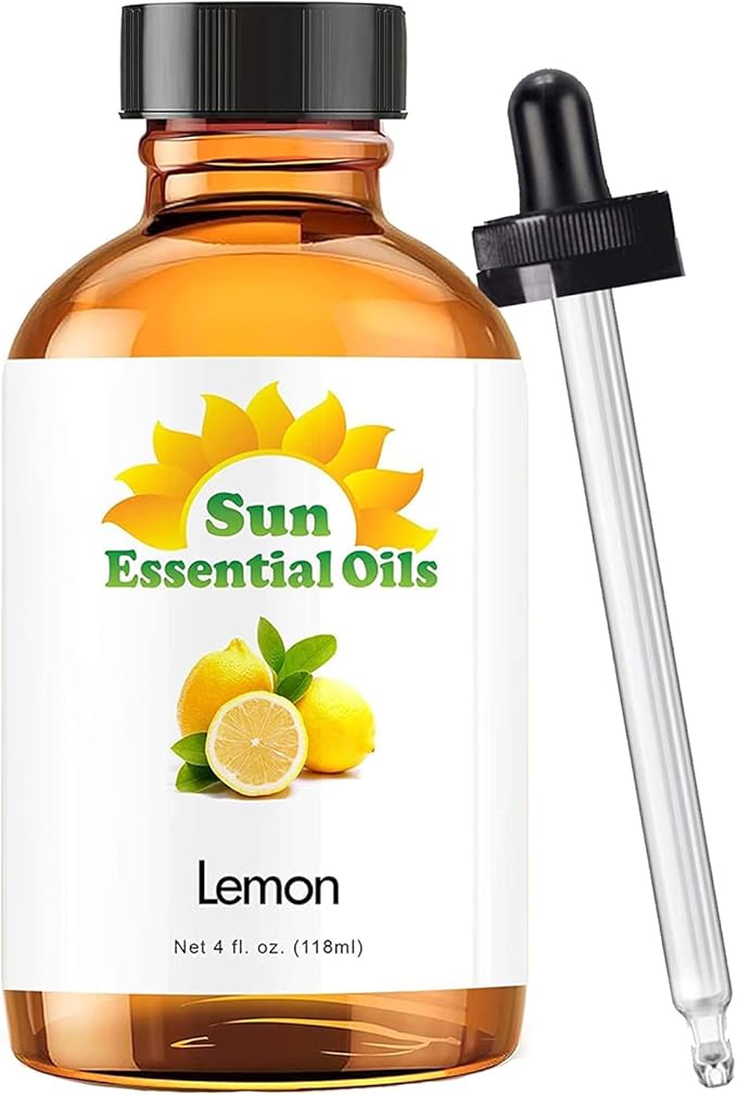 Sun Essential Oils - Lemon Essential Oil 4 oz for Cleaning, Diffuser, Humidifier & Aromatherapy
