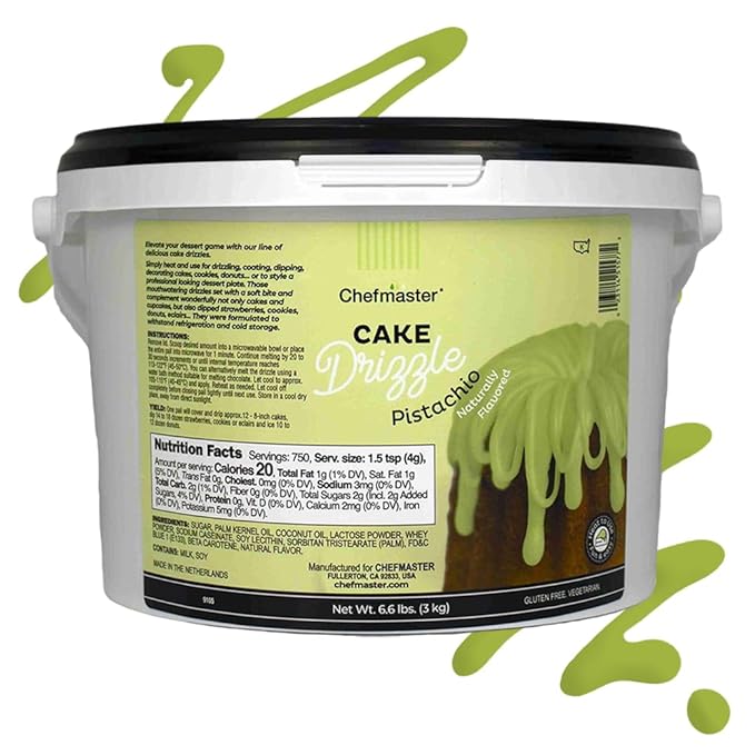 Pistachio-Flavored Cake Drizzle by Chefmaster, Edible Cake Drip Frosting for Decorating, Drip for