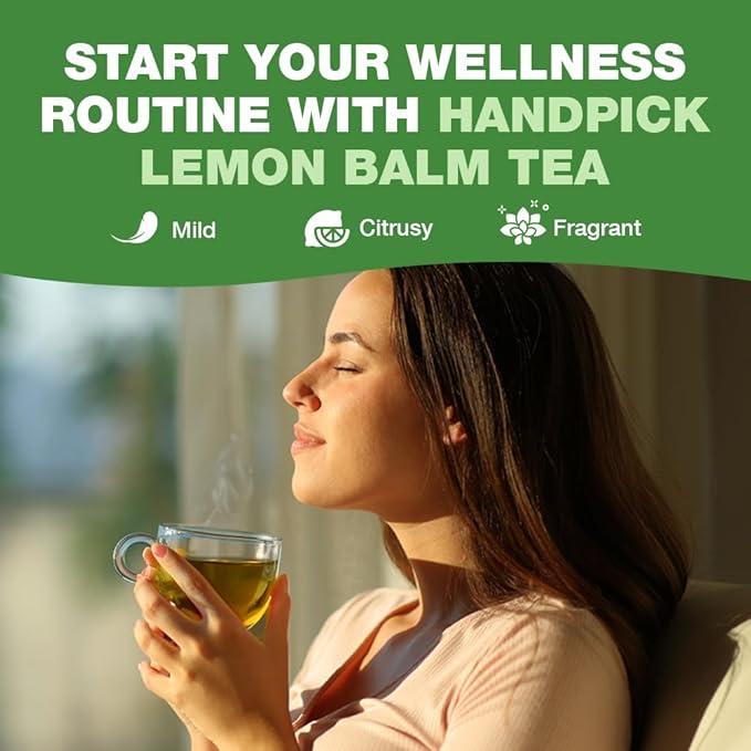 HANDPICK Lemon Balm Tea Bags ??100 Count | 100% Pure Natural Dried Lemon Balm Herb | Caffeine-Free