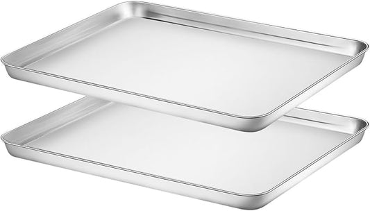Baking Sheets Set of 2, HKJ Chef Cookie Sheets 2 Pieces & Stainless Steel Baking Pans & Toaster