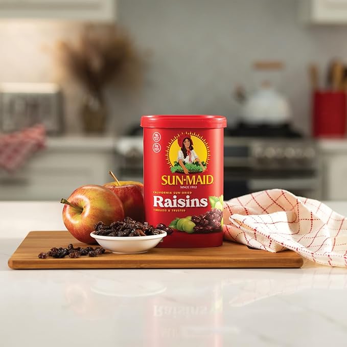Sun-Maid California Sun-Dried Raisins - 13 oz Resealable Canister - Dried Fruit Snack for Lunches