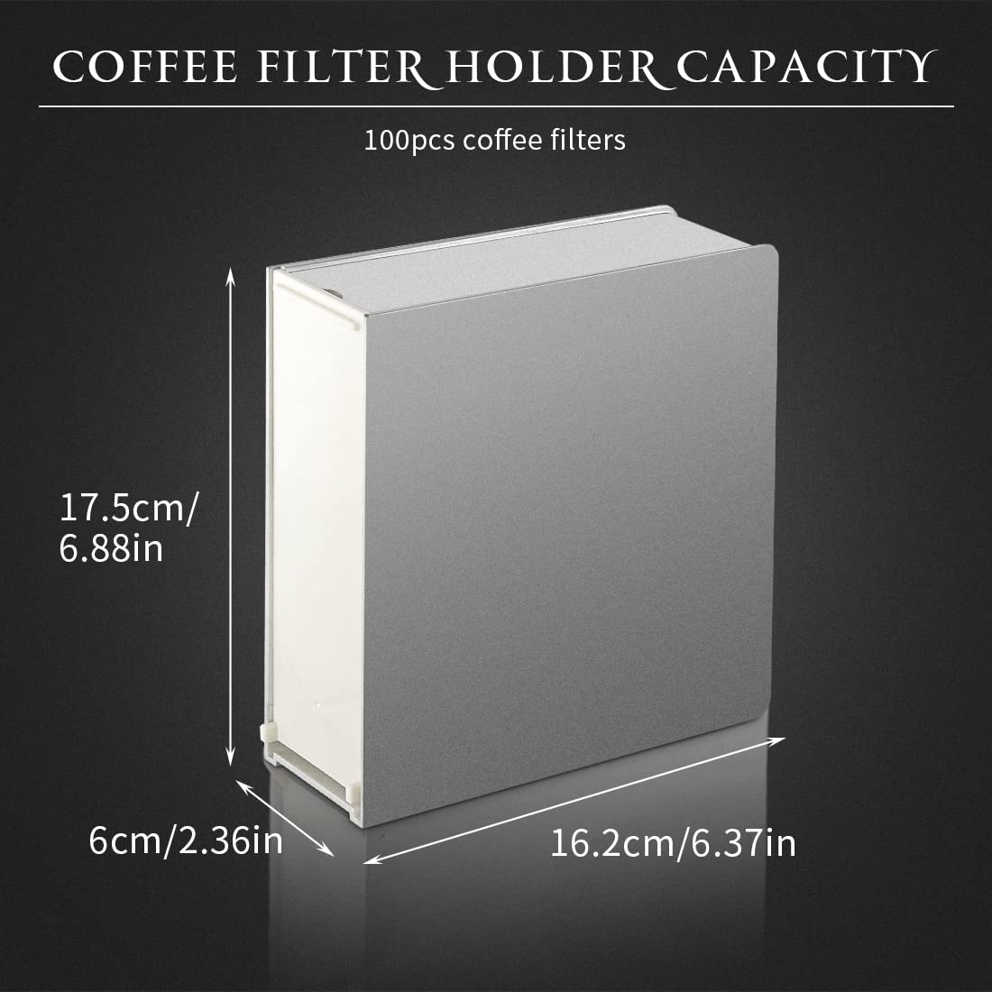 Cone Coffee Filter Holder Storage - Frosted Silver Pour Over Coffee Paper Filter Holders Container
