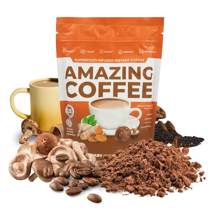 Superfoods Company |Amazing Coffee - Instant French Roast | Adaptogenic Mushrooms, Superfoods