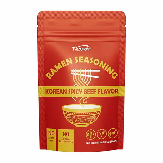 TALCUFON Korean Spicy Beef Ramen Seasoning Reduced Salt Gluten-Free Vegan Korean Noodle Soup Powder