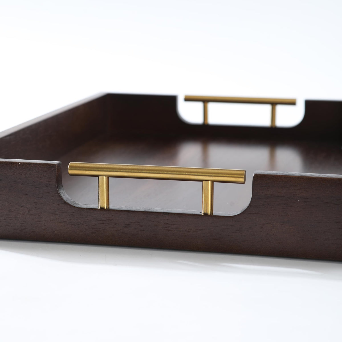Joy&Grace Acacia Wood Ottoman Tray with Handles 16.7" x 12.8"