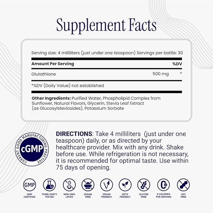 Liposomal Glutathione - Ultra High Absorption Liquid Glutathione Supplement - Supports Natural