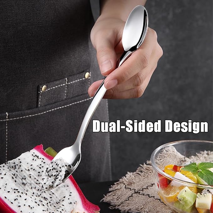 Double End Grapefruit Spoons,Stainless Steel Fruit Spoon Utensil Set,Serrated Edges Ice Cream