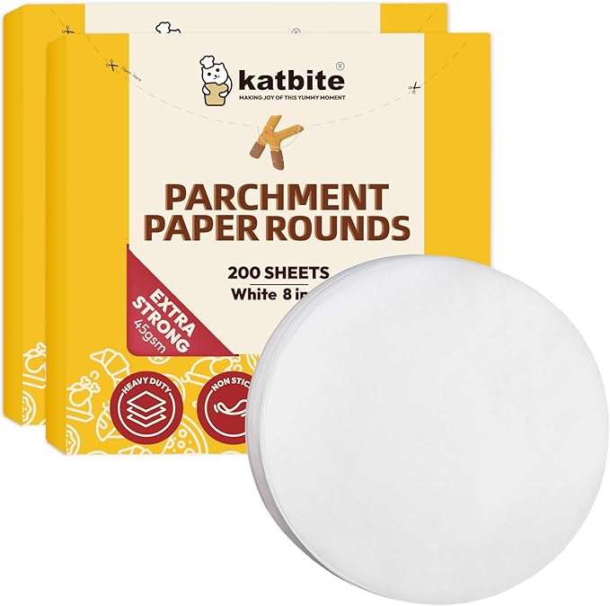 Katbite 8 Inch 400Pcs Parchment Paper Rounds, Round Parchment Paper Cake Baking, Freezing, Patty