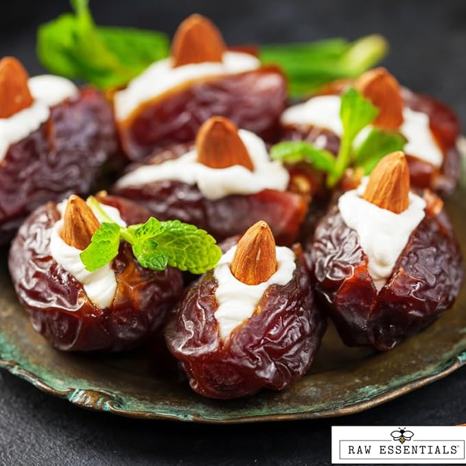Raw Essentials Medjool Dates - Sweet and Caramel-like - Great in Desserts, Smoothies, and Savory