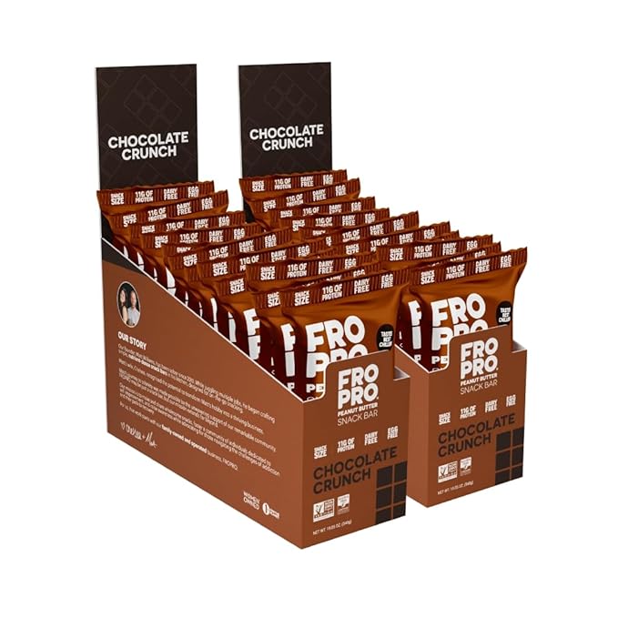 FROPRO Plant Protein Snack Bars - Plant Based Protein Bars, All-Natural, Gluten, Dairy, & Soy Free