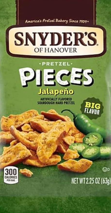 Snyder's Pretzels: 3 Variety 9 Pack: 3 Honey Mustard - 3 Buffalo Wings - 3 Jalape챰o Pretzels - 2.25